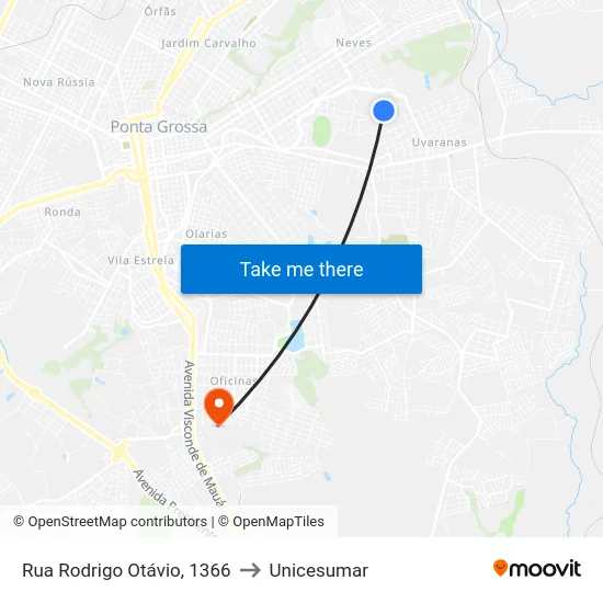 Rua Rodrigo Otávio, 1366 to Unicesumar map