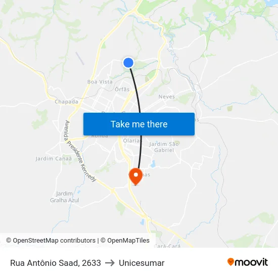 Rua Antônio Saad, 2633 to Unicesumar map