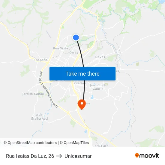 Rua Isaías Da Luz, 26 to Unicesumar map