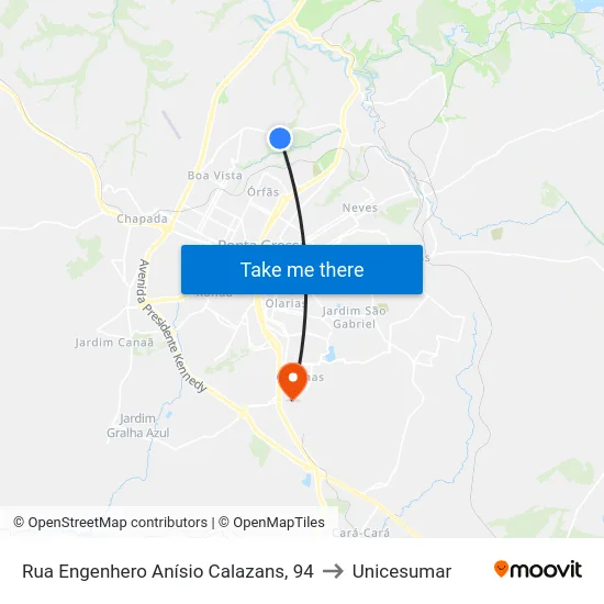 Rua Engenhero Anísio Calazans, 94 to Unicesumar map