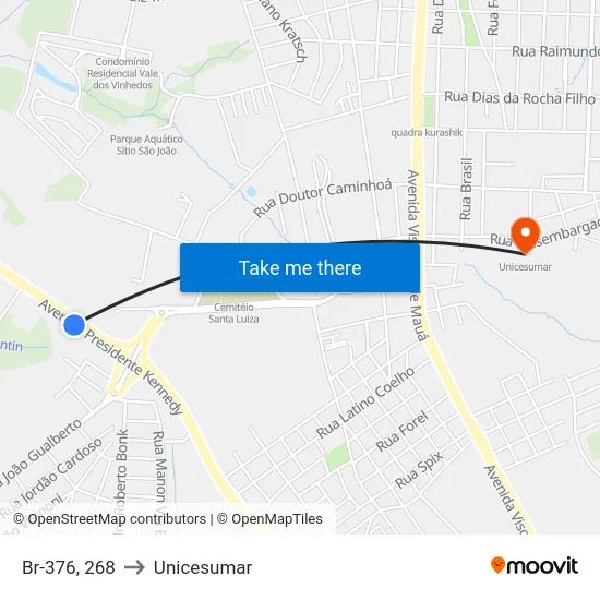 Br-376, 268 to Unicesumar map