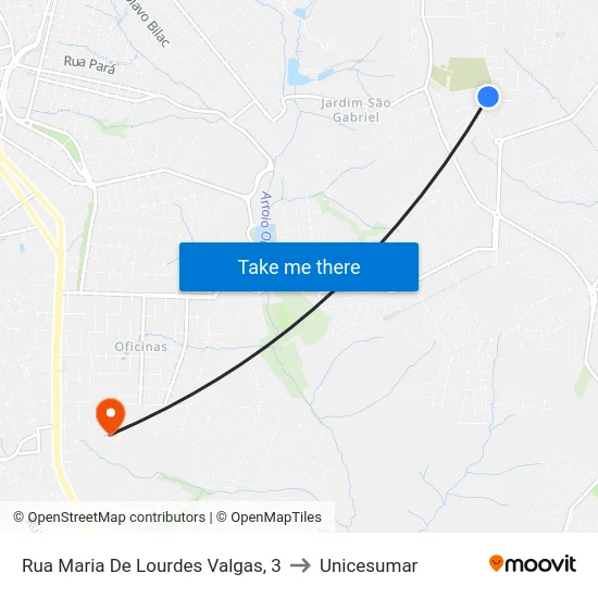 Rua Maria De Lourdes Valgas, 3 to Unicesumar map