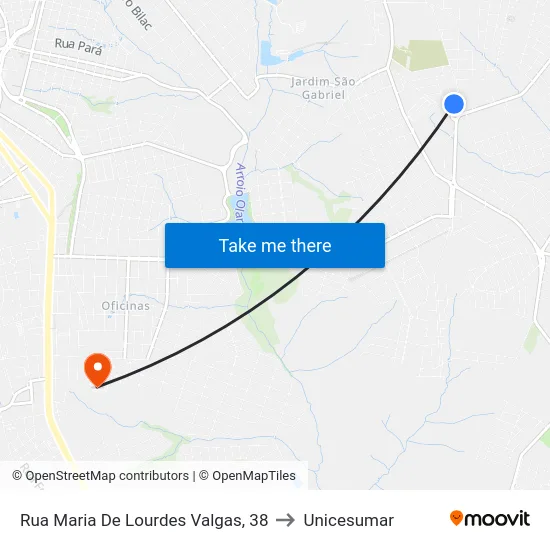 Rua Maria De Lourdes Valgas, 38 to Unicesumar map