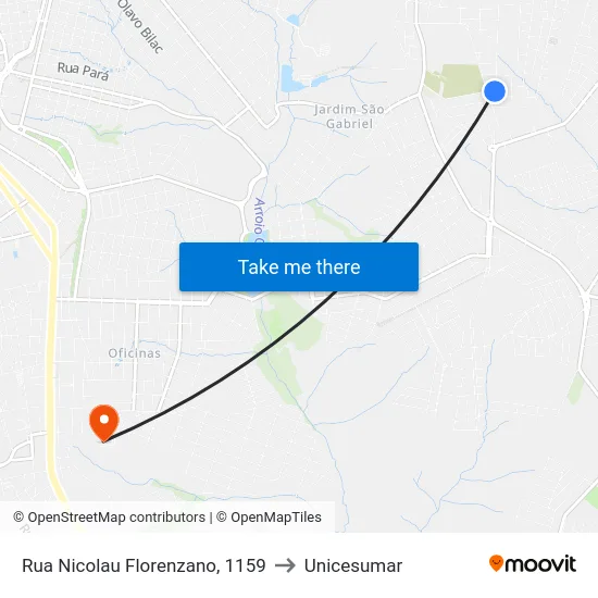 Rua Nicolau Florenzano, 1159 to Unicesumar map