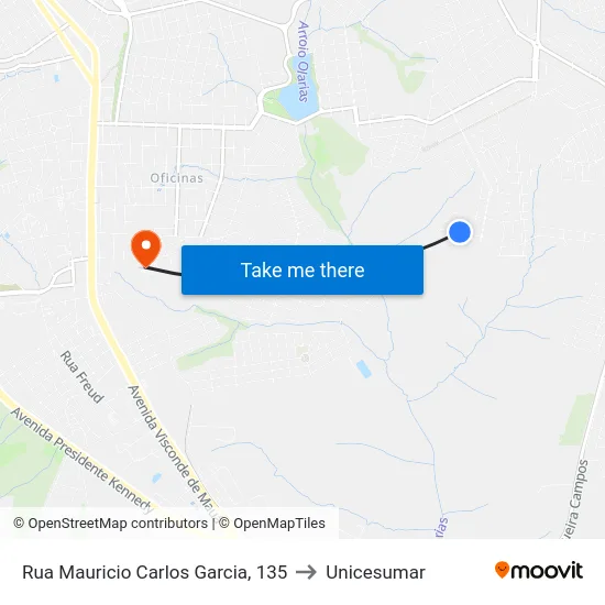 Rua Mauricio Carlos Garcia, 135 to Unicesumar map