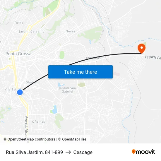 Rua Silva Jardim, 841-899 to Cescage map