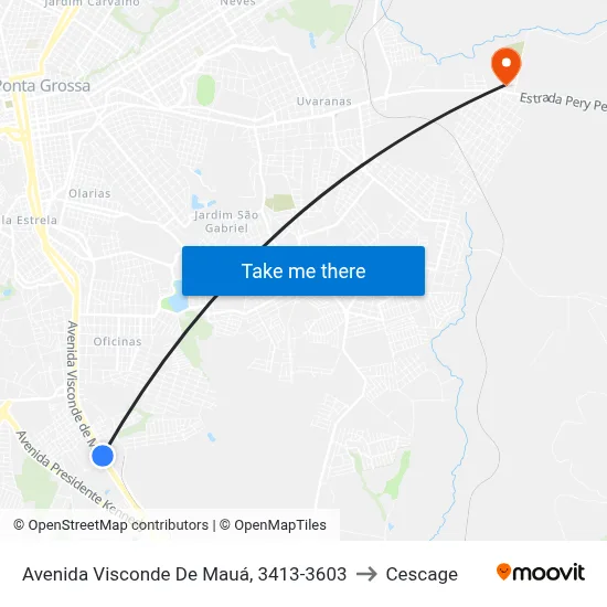 Avenida Visconde De Mauá, 3413-3603 to Cescage map