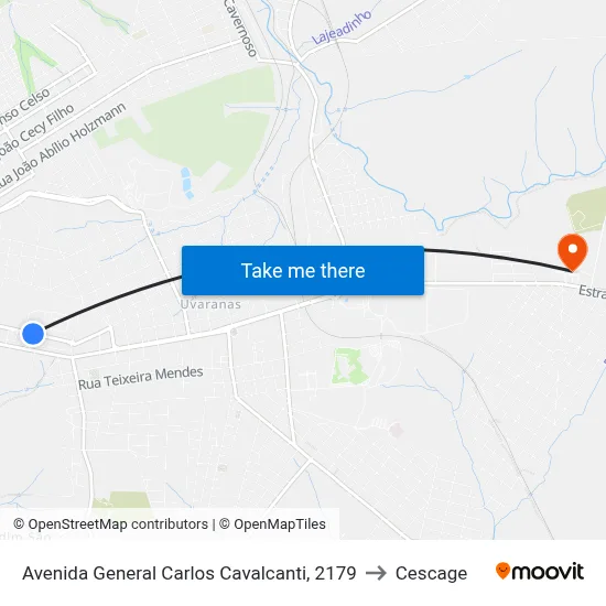 Avenida General Carlos Cavalcanti, 2179 to Cescage map
