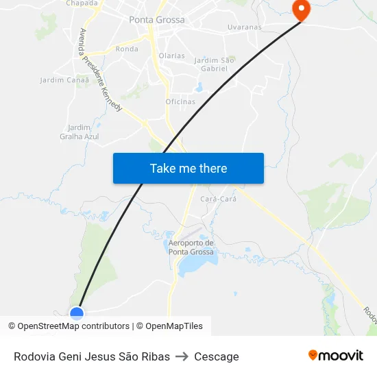 Rodovia Geni Jesus São Ribas to Cescage map