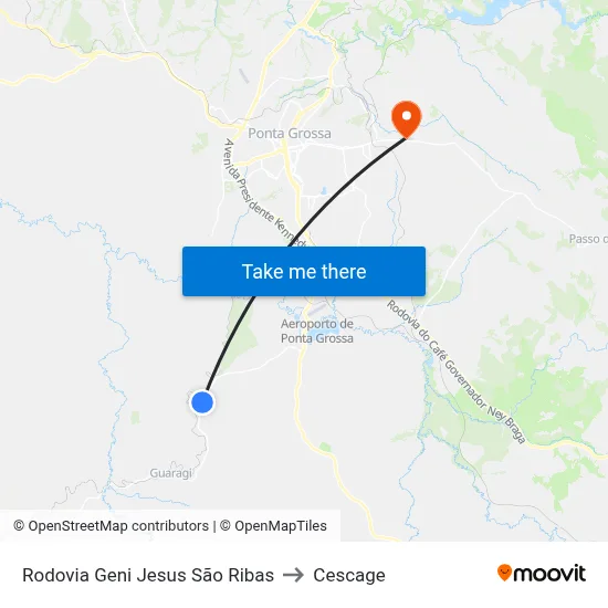 Rodovia Geni Jesus São Ribas to Cescage map
