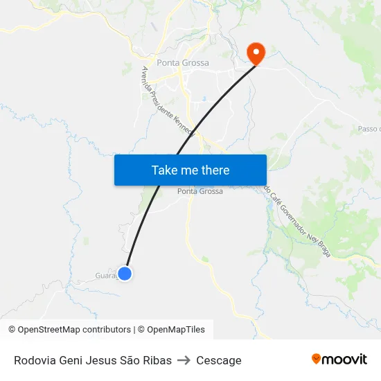 Rodovia Geni Jesus São Ribas to Cescage map