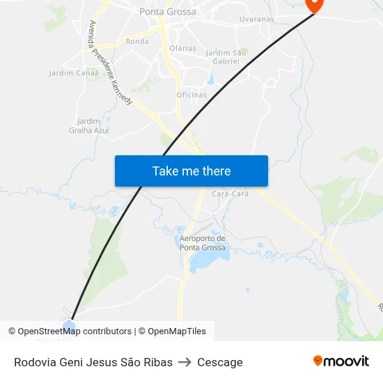 Rodovia Geni Jesus São Ribas to Cescage map