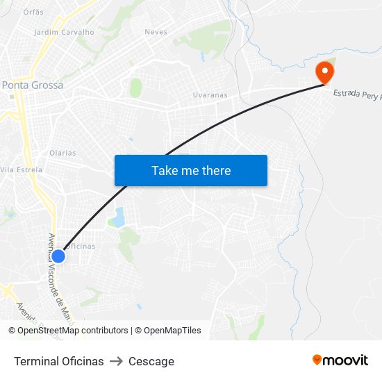 Terminal Oficinas to Cescage map