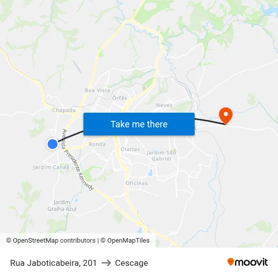 Rua Jaboticabeira, 201 to Cescage map