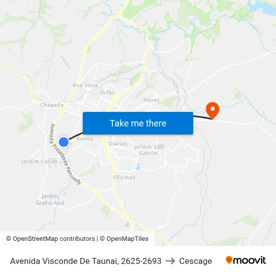 Avenida Visconde De Taunai, 2625-2693 to Cescage map