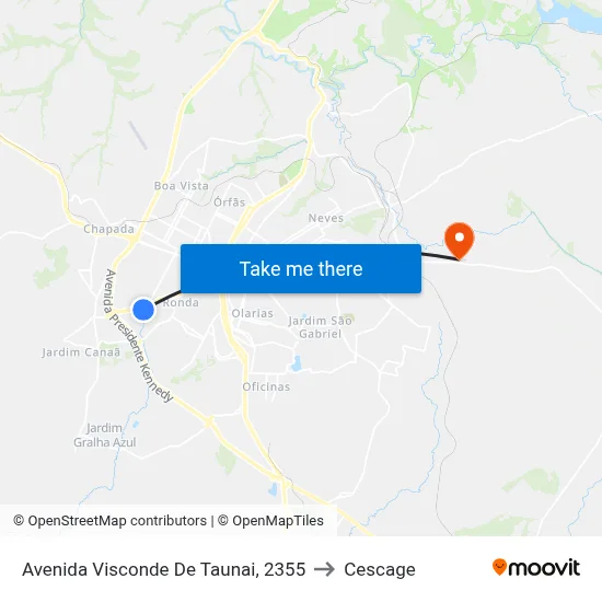 Avenida Visconde De Taunai, 2355 to Cescage map