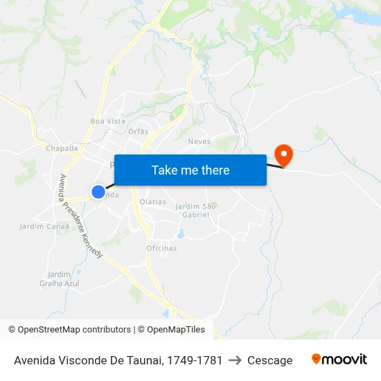 Avenida Visconde De Taunai, 1749-1781 to Cescage map