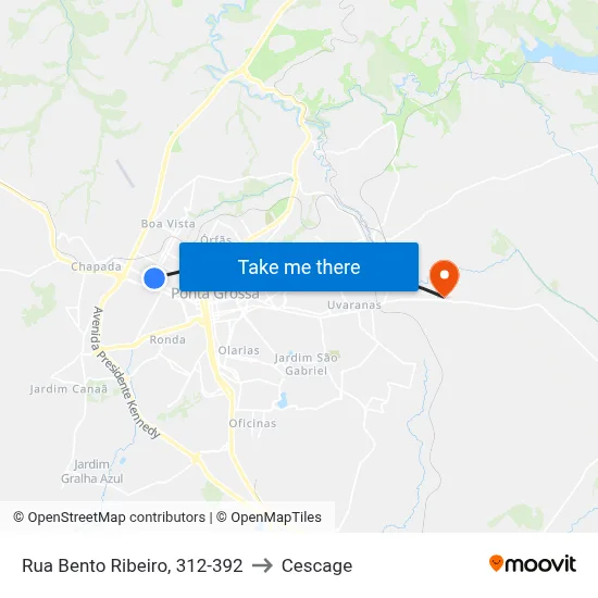 Rua Bento Ribeiro, 312-392 to Cescage map