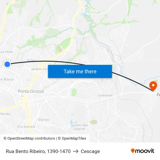 Rua Bento Ribeiro, 1390-1470 to Cescage map