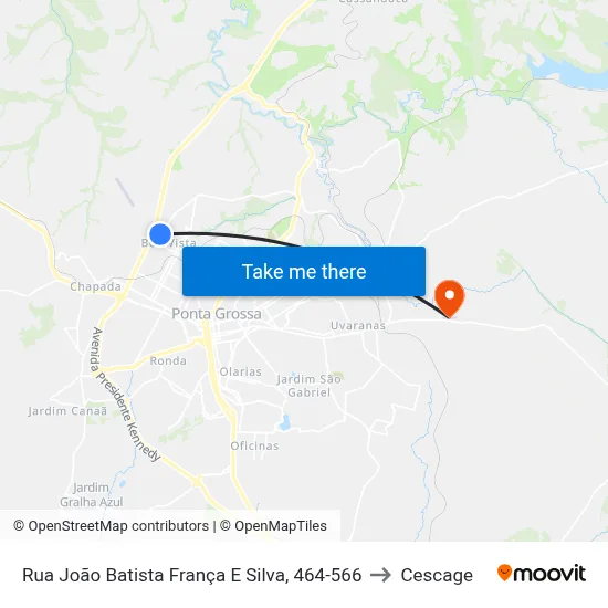 Rua João Batista França E Silva, 464-566 to Cescage map