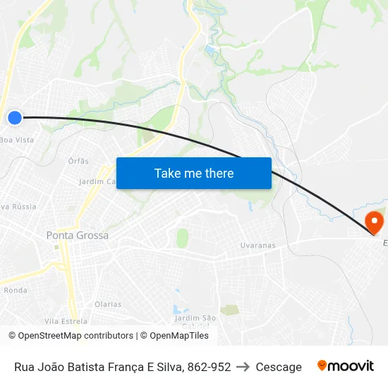 Rua João Batista França E Silva, 862-952 to Cescage map