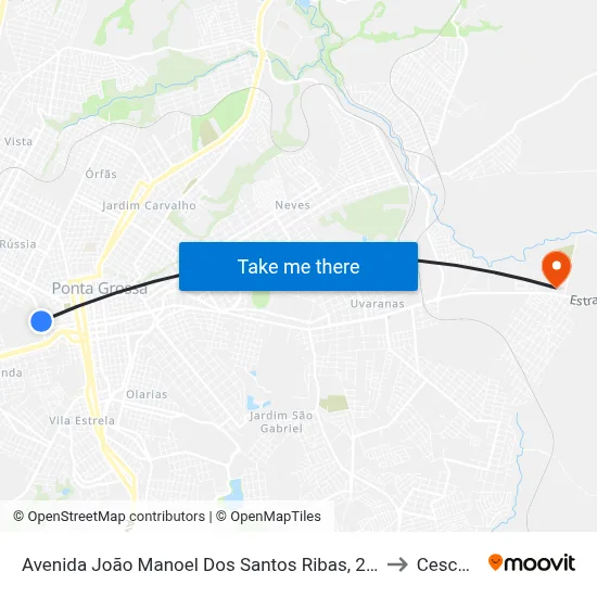Avenida João Manoel Dos Santos Ribas, 258-482 to Cescage map