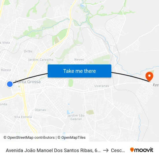 Avenida João Manoel Dos Santos Ribas, 610-632 to Cescage map