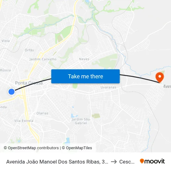 Avenida João Manoel Dos Santos Ribas, 317-405 to Cescage map