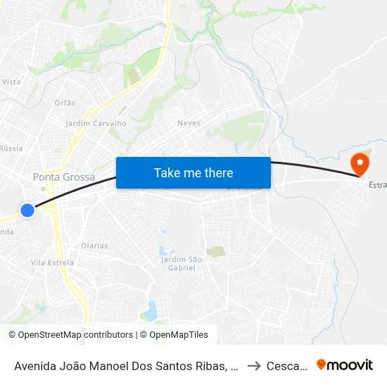 Avenida João Manoel Dos Santos Ribas, 103 to Cescage map
