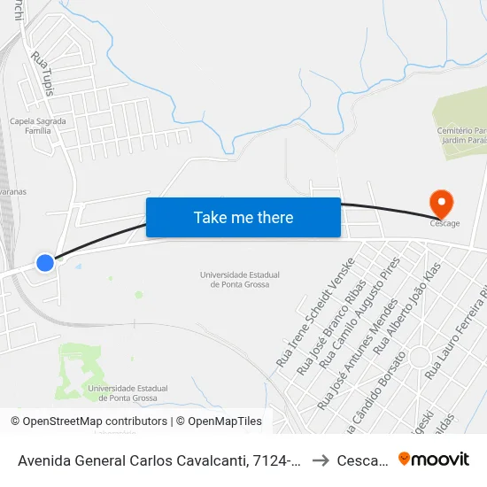 Avenida General Carlos Cavalcanti, 7124-7300 to Cescage map