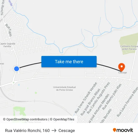 Rua Valério Ronchi, 160 to Cescage map