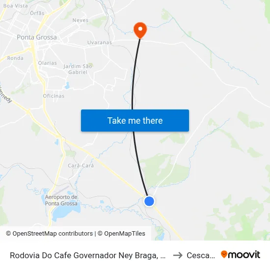 Rodovia Do Cafe Governador Ney Braga, 3917 to Cescage map