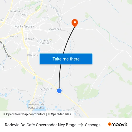 Rodovia Do Cafe Governador Ney Braga to Cescage map