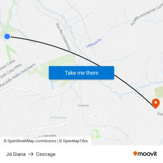 Jd Giana to Cescage map