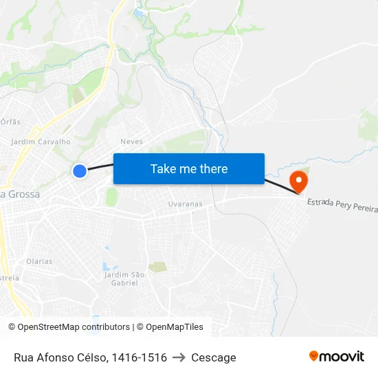 Rua Afonso Célso, 1416-1516 to Cescage map