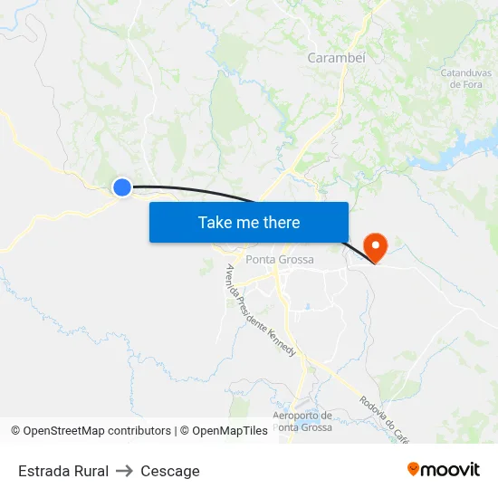 Estrada Rural to Cescage map
