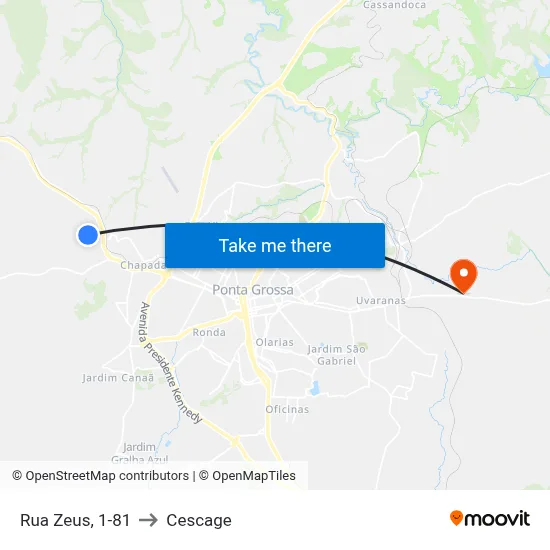 Rua Zeus, 1-81 to Cescage map