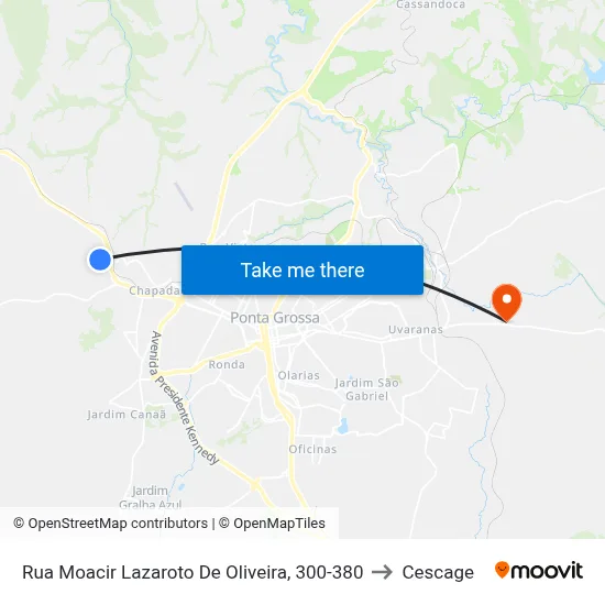 Rua Moacir Lazaroto De Oliveira, 300-380 to Cescage map