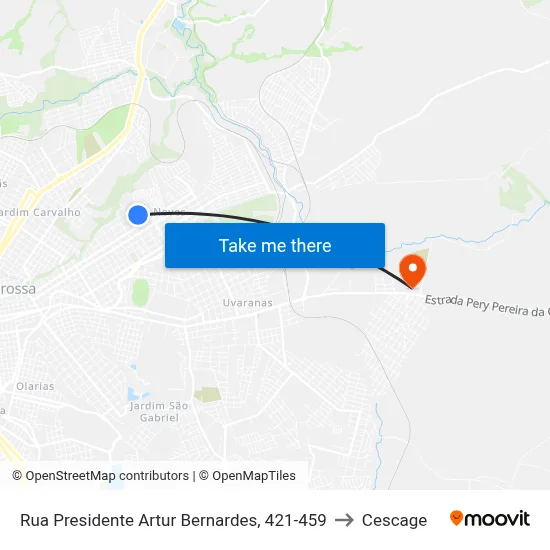Rua Presidente Artur Bernardes, 421-459 to Cescage map