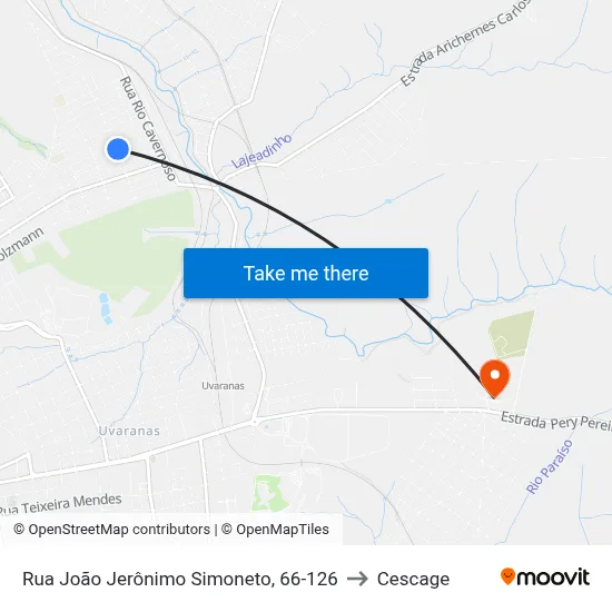 Rua João Jerônimo Simoneto, 66-126 to Cescage map