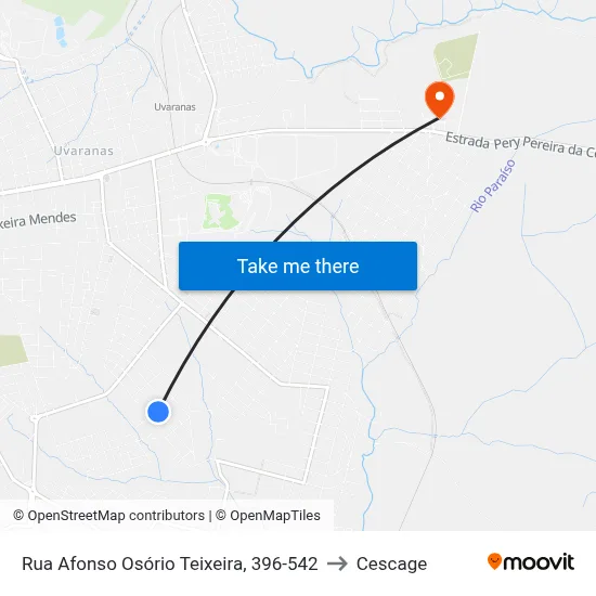 Rua Afonso Osório Teixeira, 396-542 to Cescage map