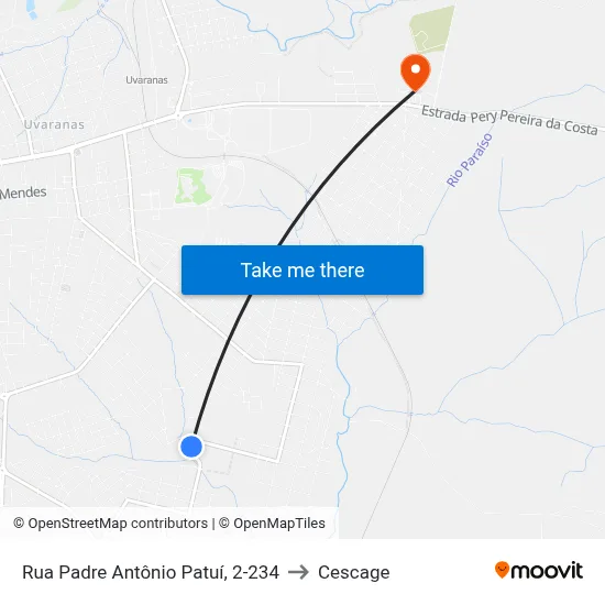 Rua Padre Antônio Patuí, 2-234 to Cescage map
