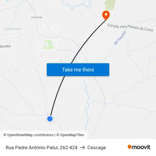 Rua Padre Antônio Patuí, 262-424 to Cescage map