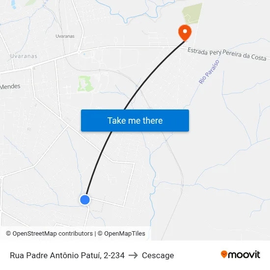 Rua Padre Antônio Patuí, 2-234 to Cescage map