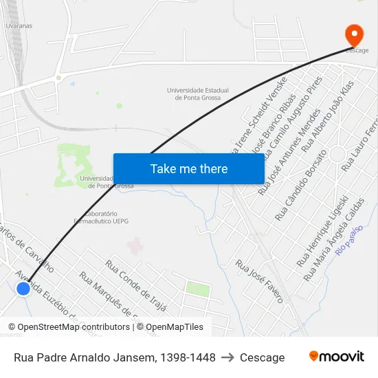 Rua Padre Arnaldo Jansem, 1398-1448 to Cescage map