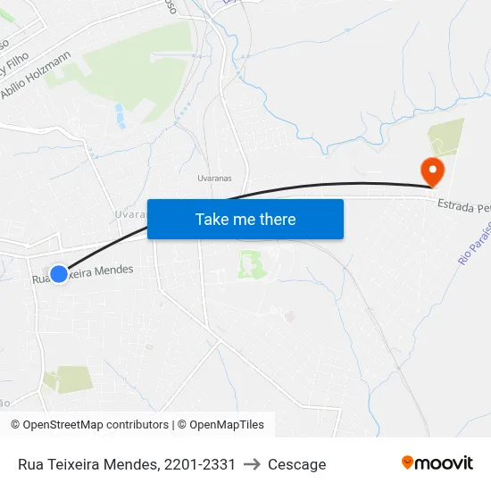 Rua Teixeira Mendes, 2201-2331 to Cescage map