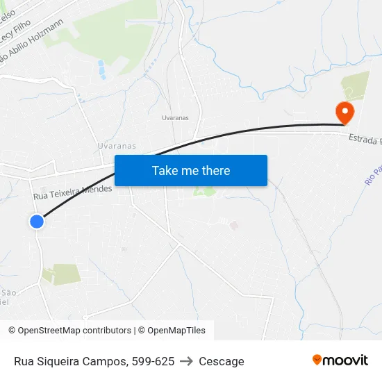 Rua Siqueira Campos, 599-625 to Cescage map