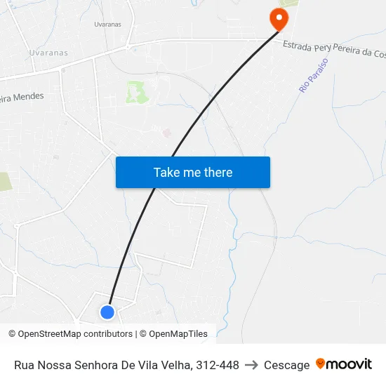 Rua Nossa Senhora De Vila Velha, 312-448 to Cescage map