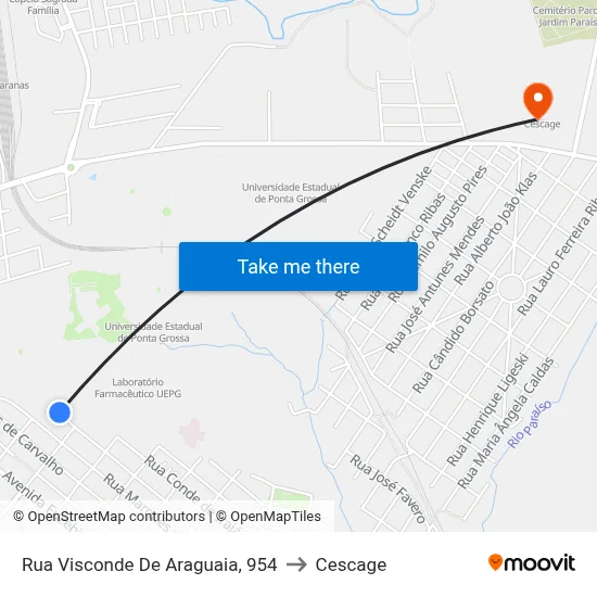 Rua Visconde De Araguaia, 954 to Cescage map