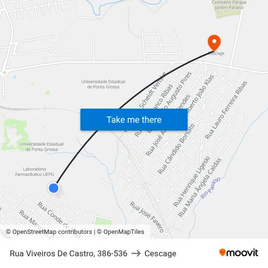 Rua Viveiros De Castro, 386-536 to Cescage map